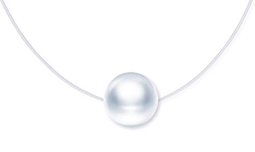 MicLee Damen 925 Sterling Silber Halskette Perle Anhänger Transparente Angelschnur Nylonkette Kette mit Geschenkbeutel Super Geschenk für Paar Pärchen Mutter Tochter von MicLee