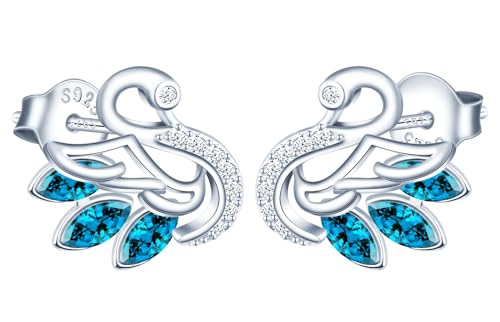 MicLee Damen 925 Sterling Silber Temperament Schwan Ohrringe Ohrstecker Mode Ohrschmuck mit Geschenkbeutel,Super Weihnachten Geschenk von MicLee