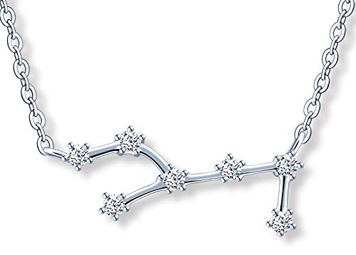 MicLee Damen 925 Sterling Silber Zirkonia Halskette 12 Sternbilder Sternzeichen Anhänger Silber Kette mit Geschenkbeutel Super Geschenk für Paar Pärchen Mutter Tochter,Jungfrau(Virgo) von MicLee