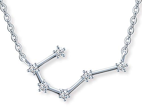 MicLee Damen 925 Sterling Silber Zirkonia Halskette 12 Sternbilder Sternzeichen Anhänger Silber Kette mit Geschenkbeutel Super Geschenk für Paar Pärchen Mutter Tochter,Krebs(Cancer) von MicLee