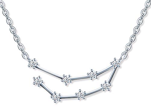 MicLee Damen 925 Sterling Silber Zirkonia Halskette 12 Sternbilder Sternzeichen Anhänger Silber Kette mit Geschenkbeutel Super Geschenk für Paar Pärchen Mutter Tochter,Steinbock(Capricorn) von MicLee