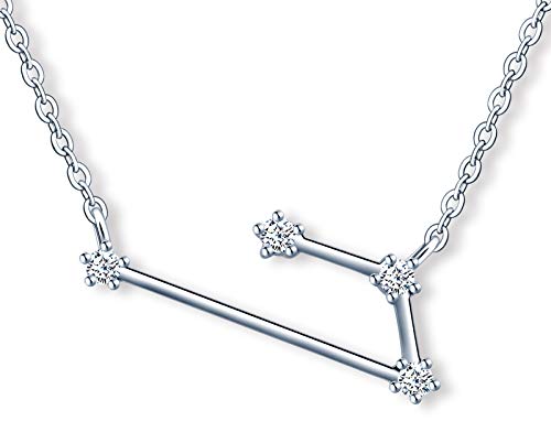 MicLee Damen 925 Sterling Silber Zirkonia Halskette 12 Sternbilder Sternzeichen Anhänger Silber Kette mit Geschenkbeutel Super Geschenk für Paar Pärchen Mutter Tochter,Widder(Aries) von MicLee