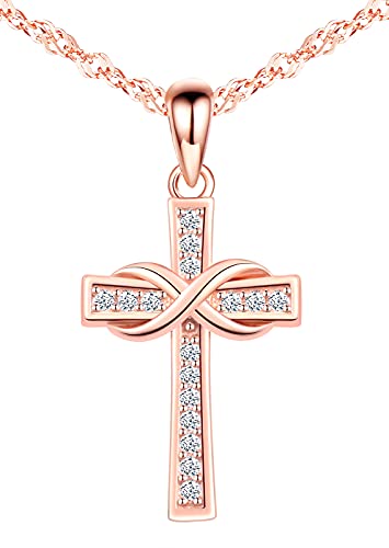 MicLee Damen 925 Sterling Silber Zirkonia Halskette Fashion Kreuz Unendlichkeit Zeichen Anhänger Infinity Kette mit Geschenkbeutel Super Geschenk für Paar Pärchen Mutter Tochter von MicLee