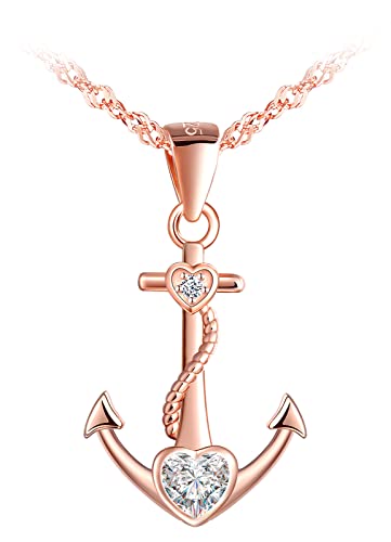 MicLee Damen 925 Sterling Silber Zirkonia Halskette Einfach Anker Herz Anhänger Kette mit Geschenkbeutel Super Geschenk für Paar Pärchen Mutter Tochter MicLee Damen 925 Sterling Silber Zirkonia Halskette Einfach Anker Herz Anhänger Kette mit Geschenkbeutel Super Geschenk für Paar Pärchen Mutter Tochter von MicLee