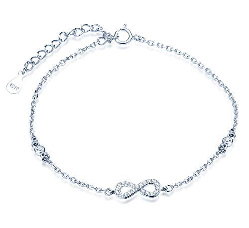 MicLee Damen Einfach Armband Zirkonia 925 Sterling Silber Allergenfrei Unendlichkeit Zeichen Armreif Armkette mit Geschenkbeutel Super Geschenk für Mutter Freundin von MicLee