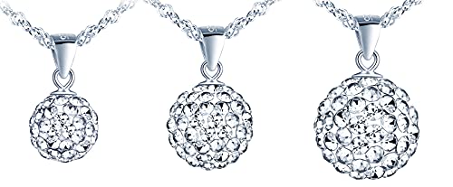 MicLee Damen Halskette 925 Sterling Silber Österreichischer Kristallkugeln Zirkonia Anhänger Kette mit Geschenkbeutel Super Geschenk von MicLee