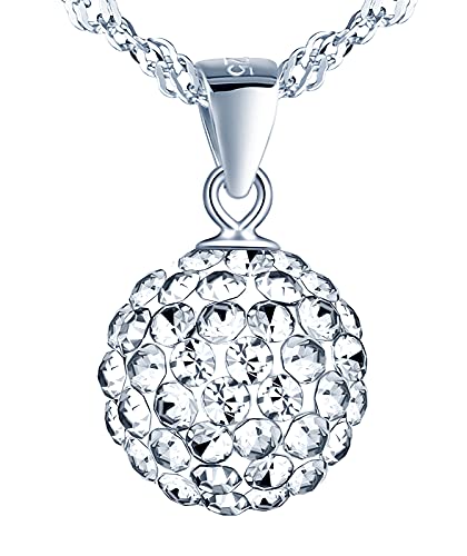 MicLee Damen Halskette 925 Sterling Silber Österreichischer Kristallkugeln Zirkonia Anhänger Kette mit Geschenkbeutel Super Geschenk von MicLee