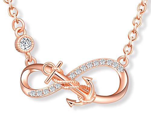 MicLee Damen Halskette 925 Sterling Silber Zirkonia Allergenfrei Anker Unendlichkeit Zeichen Anhänger Kette mit Geschenkbeutel Super Geschenk für Mutter Freundin von MicLee