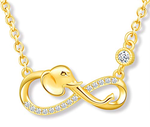 MicLee Damen Halskette 925 Sterling Silber Zirkonia Allergenfrei Elefant Unendlichkeit Zeichen Anhänger Kette mit Geschenkbeutel Super Geschenk für Mutter Freundin von MicLee