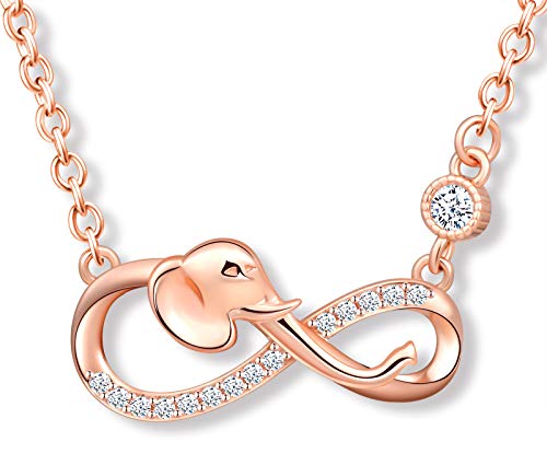 MicLee Damen Halskette 925 Sterling Silber Zirkonia Allergenfrei Elefant Unendlichkeit Zeichen Anhänger Kette mit Geschenkbeutel Super Geschenk für Mutter Freundin von MicLee