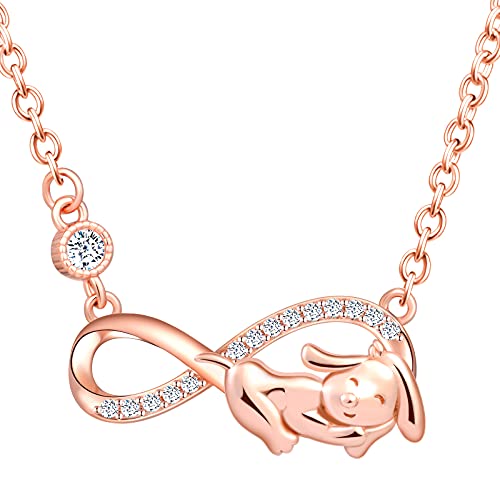 MicLee Damen Halskette 925 Sterling Silber Zirkonia Unendlichkeit Zeichen Süßer Hund Anhänger Kette mit Geschenkbeutel Super Geschenk für Mutter Freundin von MicLee