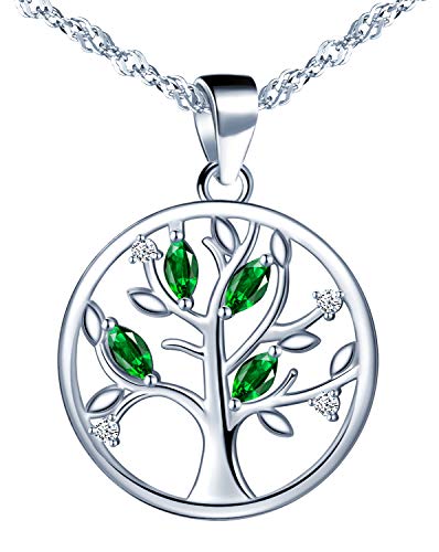 MicLee Damen Halskette Baum Des Lebens Leer Lebensbaum 925 Sterling Silber Zirkonia Anhänger Kette mit Geschenkbeutel Super Geschenk für Paar Pärchen Mutter Tochter von MicLee