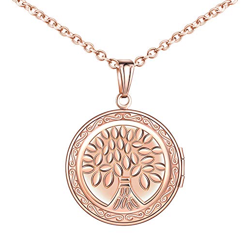 MicLee Damen Kette Bild Foto Rund Medaillon zum öffnen mit Kette Photo Bilder Amulett Edelstahl Anhänger Halskette mit Geschenkbox Grußkarte Super Geschenk für Paar Pärchen Mutter Tochter von MicLee