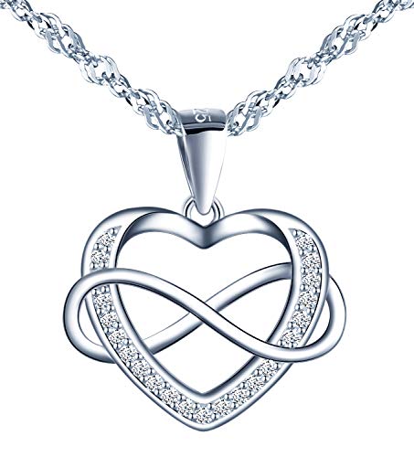MicLee Damen Kette Herz mit Unendlichkeit Zeichen Halskette 925 Sterling Silber Anhänger mit Geschenkbeutel Super Geschenk für Mutter von MicLee