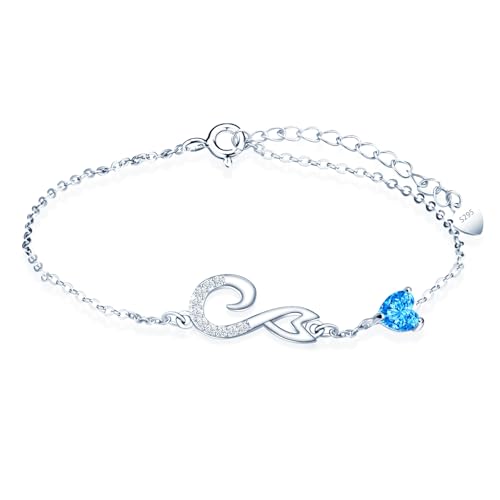 MicLee Damen Mädchen Silber Skorpion Zirkon Armband Fashion 925 Sterling Silber Sternzeichen Armbänder mit Blaues Herz Zirkon Kreative Sternbild Schmuck Mode Verstellbare Kette Armband von MicLee