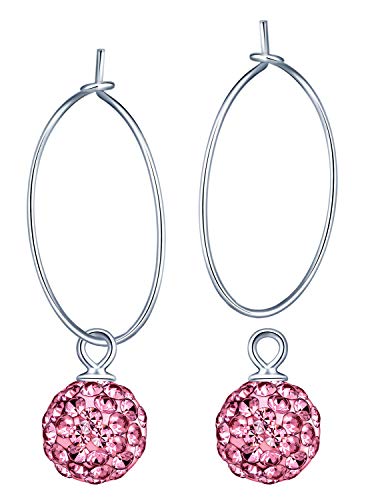 MicLee Damen-Ohrringe 925 Sterling Silber Sterling Creolen Runde Kristall Ohrschmuck mit Geschenkbeutel,Super Weihnachten Geschenk von MicLee