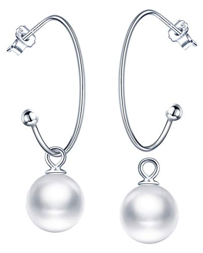 MicLee Damen-Ohrringe 925 Sterling Silber Sterling Creolen mit Perlen Ohrringe Ohrschmuck mit Geschenkbeutel,Super Weihnachten Geschenk von MicLee