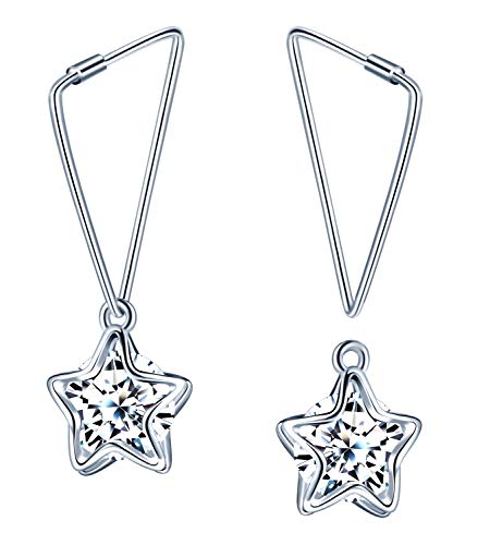MicLee Damen Ohrringe 925 Sterling Silber Sterling Dreieck Ohrringe Ohrhänge mit Sternzirkonia Ohrschmuck mit Geschenkbeutel Mehrere Trageverfahren,Super Weihnachten Geschenk von MicLee