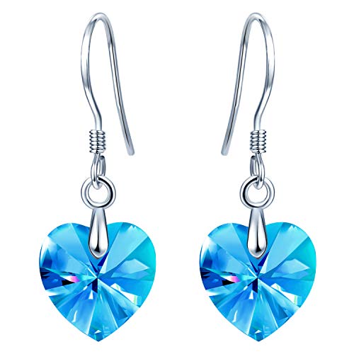 MicLee Damen-Ohrringe 925 Sterling Silber Sterling Kristall Herzhänge Ohrhänge Ohrschmuck Super Weihnachten Geschenk von MicLee