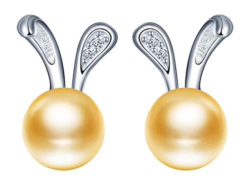 MicLee Damen-Ohrringe 925 Sterling Silber Sterling Perle Ohrstecker Hasenohren Runde Ohrschmuck mit Geschenkbeutel,Super Weihnachten Geschenk von MicLee