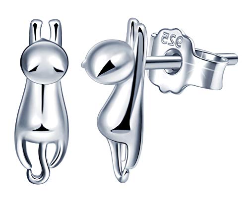 MicLee Damen-Ohrringe 925 Sterling Silber Sterling Süß Faul Katze Ohrstecker Ohrschmuck mit Geschenkbeutel,Super Weihnachten Geschenk von MicLee