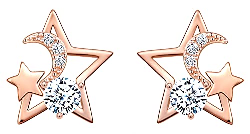 MicLee Damen Ohrringe Ohrstecker 925 Sterling Silber Star Mond Zirkonia Ohrschmuck mit Geschenkbeutel Super Weihnachten Geschenk von MicLee