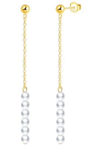 MicLee Damen Ohrstecker 925 Sterling Silber Perlenohrringe Hängeohrringe Durchzieher Ohrringe Mode Vielseitiger Ohrschmuck mit Geschenkbeutel,Super Weihnachten Geschenk von MicLee