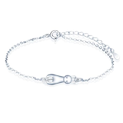 MicLee Damen Silber Armband Fashion 925 Sterling Silber Niedliche Katzen Armbänder für Mädchen Mode Schmuck Kreative Kätzchen Verstellbare Kette Langes Armband von MicLee