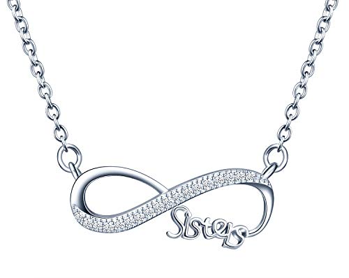 MicLee Damen "Sisters" Unendlichkeit Zeichen Halskette Fashion 925 Sterling Silber Zirkonia Anhänger Kette mit Geschenkbeutel Super Geschenk für Schwestern von MicLee