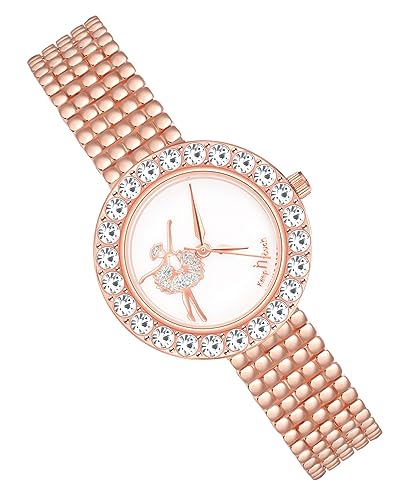 MicLee Damenuhr Analoge Armbanduhr Ballettmädchen Einfaches rundes Zifferblatt Römisches Zifferblatt aus Edle Quarzuhr mit vollem Diamanten von MicLee