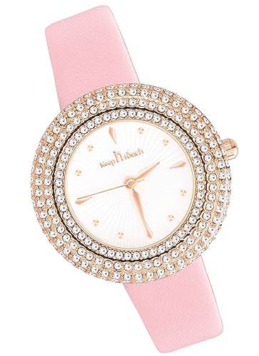 MicLee Damenuhr Analoge Armbanduhr Lederarmband Einfaches rundes Zifferblatt Römisches Zifferblatt aus Edle Quarzuhr mit vollem Diamanten von MicLee