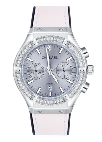 MicLee Damenuhr Analoge Mädchen Armbanduhr Kalender Sonnenmuster Uhr Lederarmband rundes Zifferblatt Quarzuhr 30 M Wasserdicht von MicLee