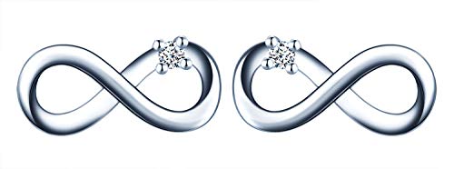 MicLee Einfach Unendlichkeit Zeichen Infinity Ohrstecker 925 Sterling Silber Zirkonia Damen Ohrringe Ohrschmuck mit Geschenkbeutel,Super Weihnachten Geschenk von MicLee
