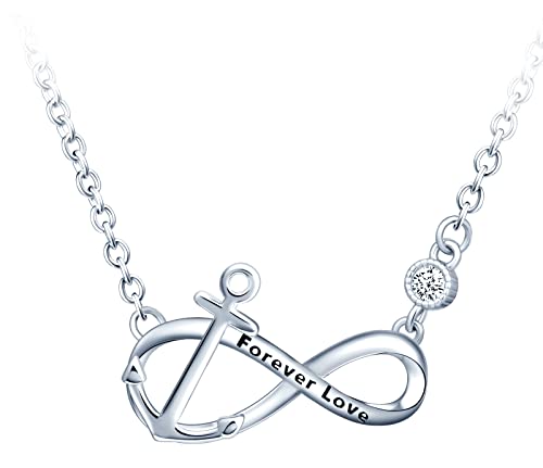 MicLee "Forever Love" Damen 925 Sterling Silber Zirkonia Halskette Unendlichkeit Zeichen Anhänger Infinity Kette mit Geschenkbeutel Super Geschenk für Paar Pärchen Mutter Tochter von MicLee