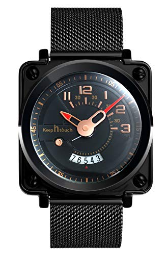 MicLee Herren Fashion Uhr Analog Chronograph Armbanduhr Quadratisches Zifferblatt Wasserdicht Quarz Uhr Kalender Datumsanzeige Einzigartig Herrenuhren Edelstahlgewebe Milanaise Mesh Band Verstellbar von MicLee