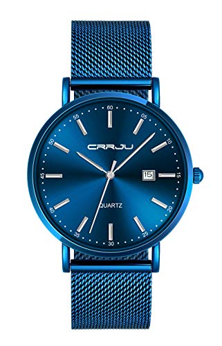 MicLee Herren Uhr Analog Chronograph Armbanduhr 30 M Wasserdicht Quarz Uhr Kalender Datumsanzeige Ultra Dünne Business Uhren mit Edelstahlgewebe Milanaise Mesh Band Einzigartig Verstellbar von MicLee