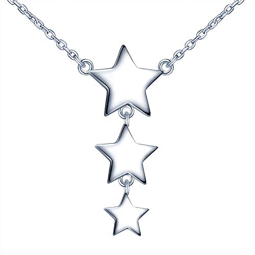 MicLee Kette Damen 925 Sterlings Silber 3 Sternchen Sterne Halskette Anhänger 39.5+6CM Kettenlänge mit Geschenkbeutel Super Geschenk für Mutter Freundin von MicLee
