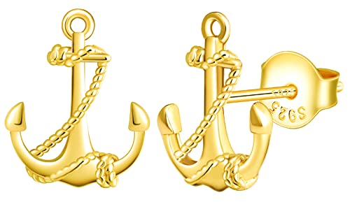 MicLee Ohrstecker 925 Sterling Silber Damen Einfach Anker Ohrringe Ohrschmuck mit Geschenkbeutel Super Weihnachten Geschenk von MicLee