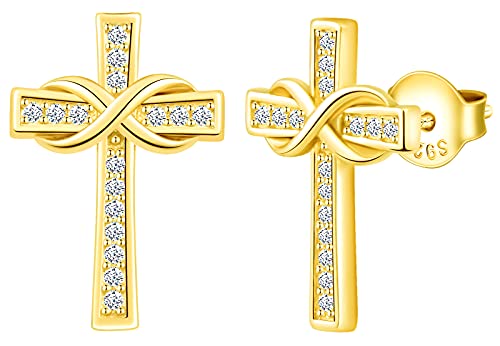 MicLee Ohrstecker 925 Sterling Silber Zirkonia Damen Einfach Unendlichkeitssymbol Kreuz Ohrringe Ohrschmuck mit Geschenkbeutel,Super Weihnachten Geschenk von MicLee
