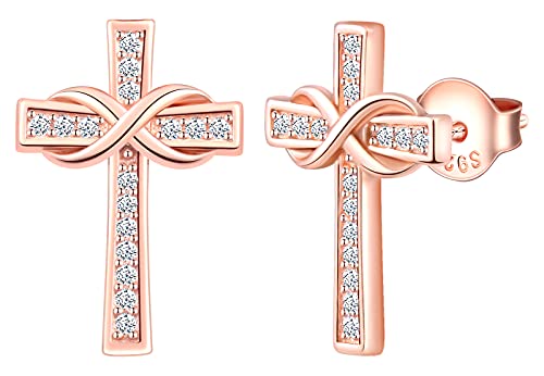 MicLee Ohrstecker 925 Sterling Silber Zirkonia Damen Einfach Unendlichkeitssymbol Kreuz Ohrringe Ohrschmuck mit Geschenkbeutel,Super Weihnachten Geschenk von MicLee