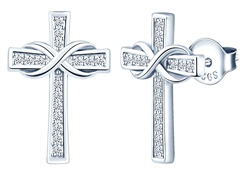 MicLee Ohrstecker 925 Sterling Silber Zirkonia Damen Einfach Unendlichkeitssymbol Kreuz Ohrringe Ohrschmuck mit Geschenkbeutel,Super Weihnachten Geschenk von MicLee