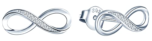 MicLee Ohrstecker 925 Sterling Silber Zirkonia Damen Einfach Unendlichkeitssymbol Ohrringe Ohrschmuck mit Geschenkbeutel,Super Weihnachten Geschenk von MicLee
