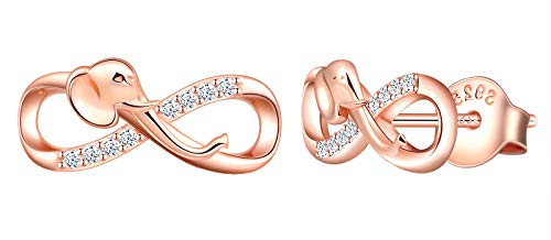 MicLee Ohrstecker 925 Sterling Silber Zirkonia Einfach Damen Elefant Unendlichkeit Zeichen Infinity Ohrringe Ohrschmuck mit Geschenkbeutel,Super Weihnachten Geschenk von MicLee