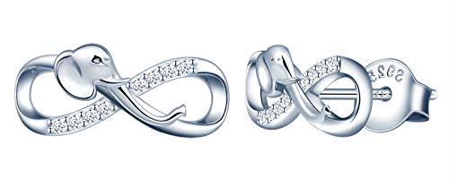 MicLee Ohrstecker 925 Sterling Silber Zirkonia Einfach Damen Elefant Unendlichkeit Zeichen Infinity Ohrringe Ohrschmuck mit Geschenkbeutel,Super Weihnachten Geschenk von MicLee