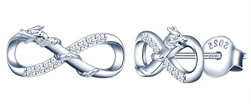 MicLee Ohrstecker 925 Sterling Silber Zirkonia Einfach Damen Unendlichkeitssymbol der Drachenwicklung Unendlichkeit Zeichen Infinity Ohrringe Ohrschmuck mit Geschenkbeutel,Super Weihnachten Geschenk von MicLee