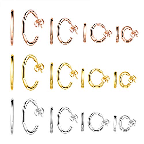 4 Paare Damen Ohrringe Creolen Edelstahl Hänger Basic Geo Ohrschmuck 12MM-30MM von MicVivien