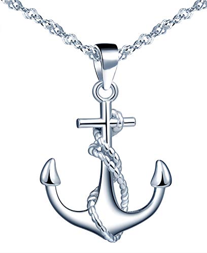 Damen Halskette Anker Seil Anhänger aus 925 Sterling Silber von MicVivien