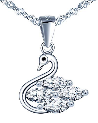 Damen Kette mit Schwan Anhänger Zirkonia Swan Halskette Schmuck Geschenk für Frauen Mädchen von MicVivien