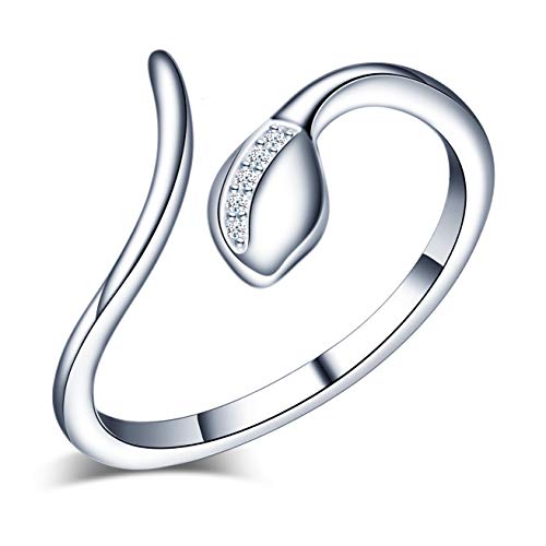 Damen Ring 925 Sterling Silber Schlange Offener Ring mit Zirkonia Tierschmuck für Frauen Mädchen von MicVivien