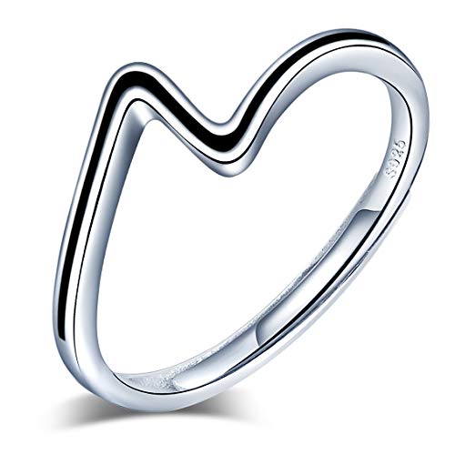 Damen Ring Sterling Silber filigraner Ring Wellen Ring mit Schwarzer Linie (verstellbar) von MicVivien